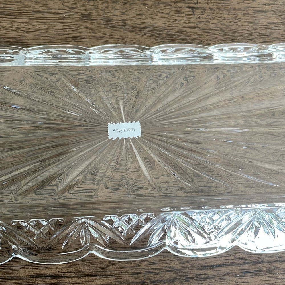 Godinger Art Dublin Clear Glass Crystal Rectangular Tray 16 3/4 x 6 3/4 x 1 1/2 - Picture 9 of 15